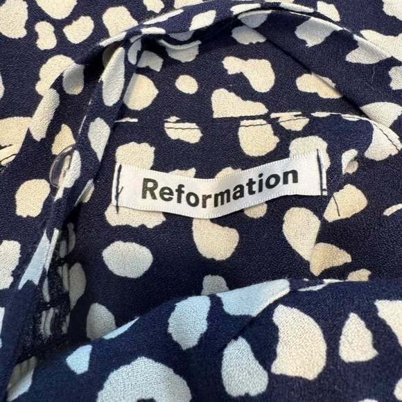 REFORMATION Blue White Print Humphrey Mini Dress- Sweetheart Neckline- Size 6 - Picture 8 of 11